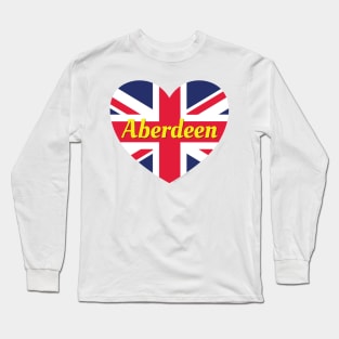 Aberdeen Scotland UK British Flag Heart Long Sleeve T-Shirt